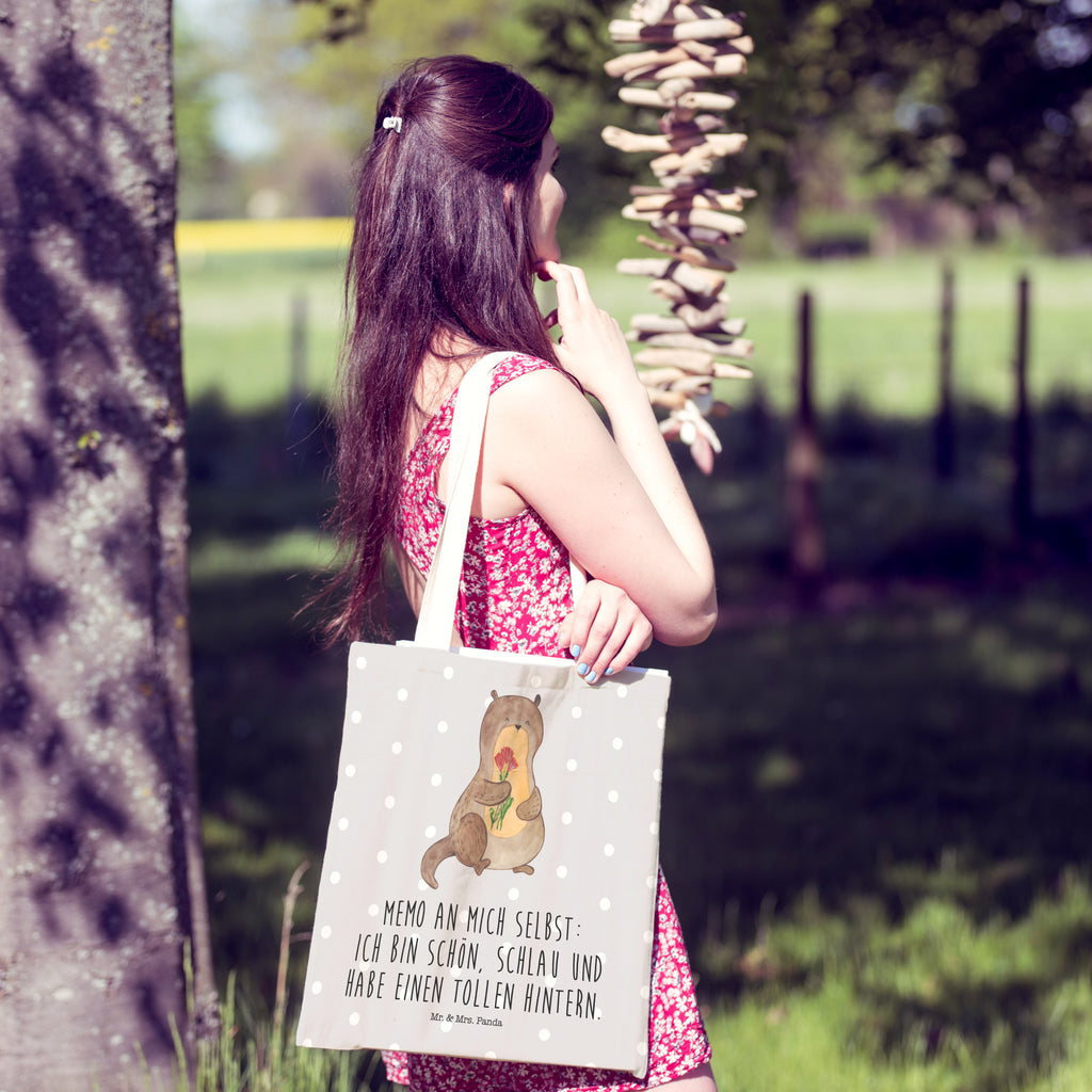 Einkaufstasche Otter Blumenstrauß Tragetasche, Tasche, Beutel, Stofftasche, Baumwolltasche, Umhängetasche, Shopper, Otter, Fischotter, Seeotter, Otter Seeotter See Otter