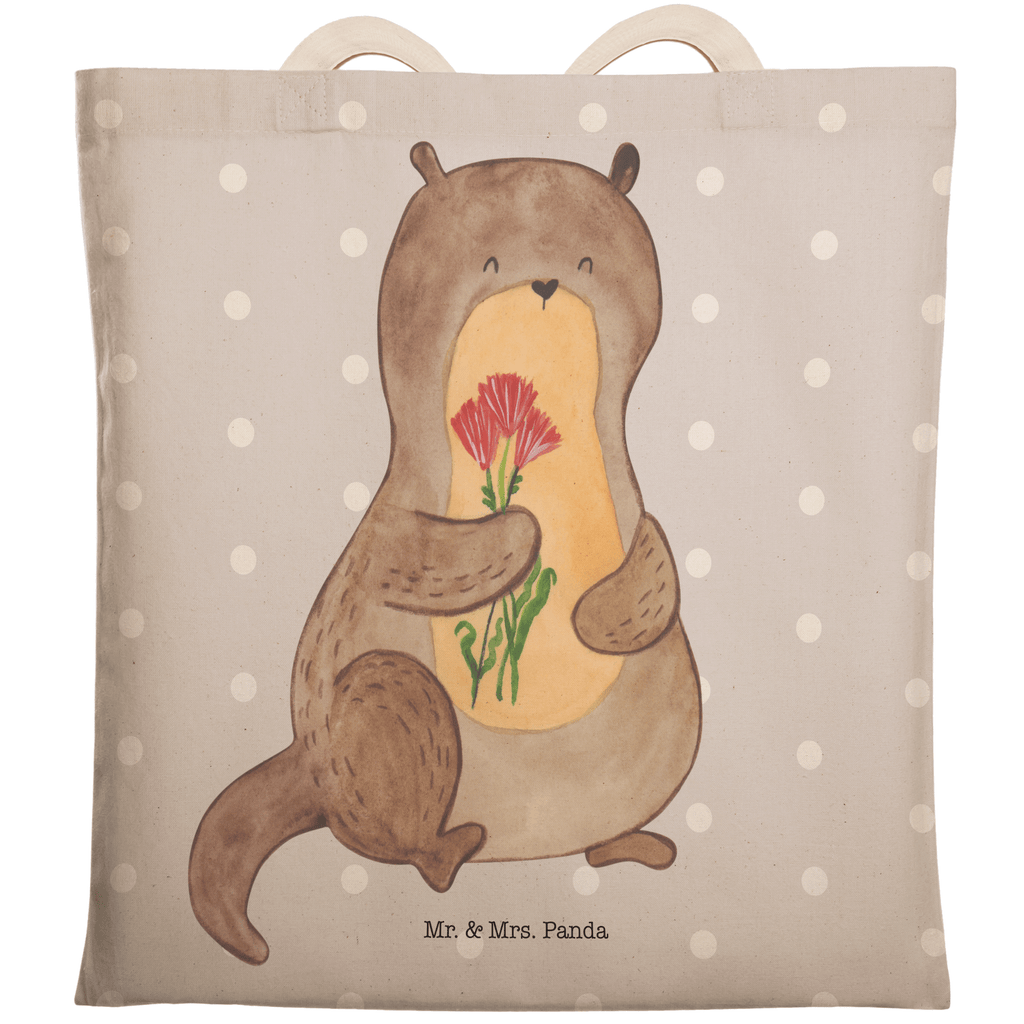 Einkaufstasche Otter Blumenstrauß Tragetasche, Tasche, Beutel, Stofftasche, Baumwolltasche, Umhängetasche, Shopper, Otter, Fischotter, Seeotter, Otter Seeotter See Otter