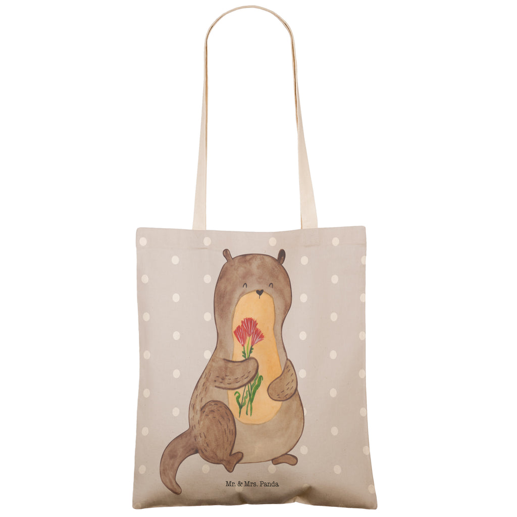 Einkaufstasche Otter Blumenstrauß Tragetasche, Tasche, Beutel, Stofftasche, Baumwolltasche, Umhängetasche, Shopper, Otter, Fischotter, Seeotter, Otter Seeotter See Otter