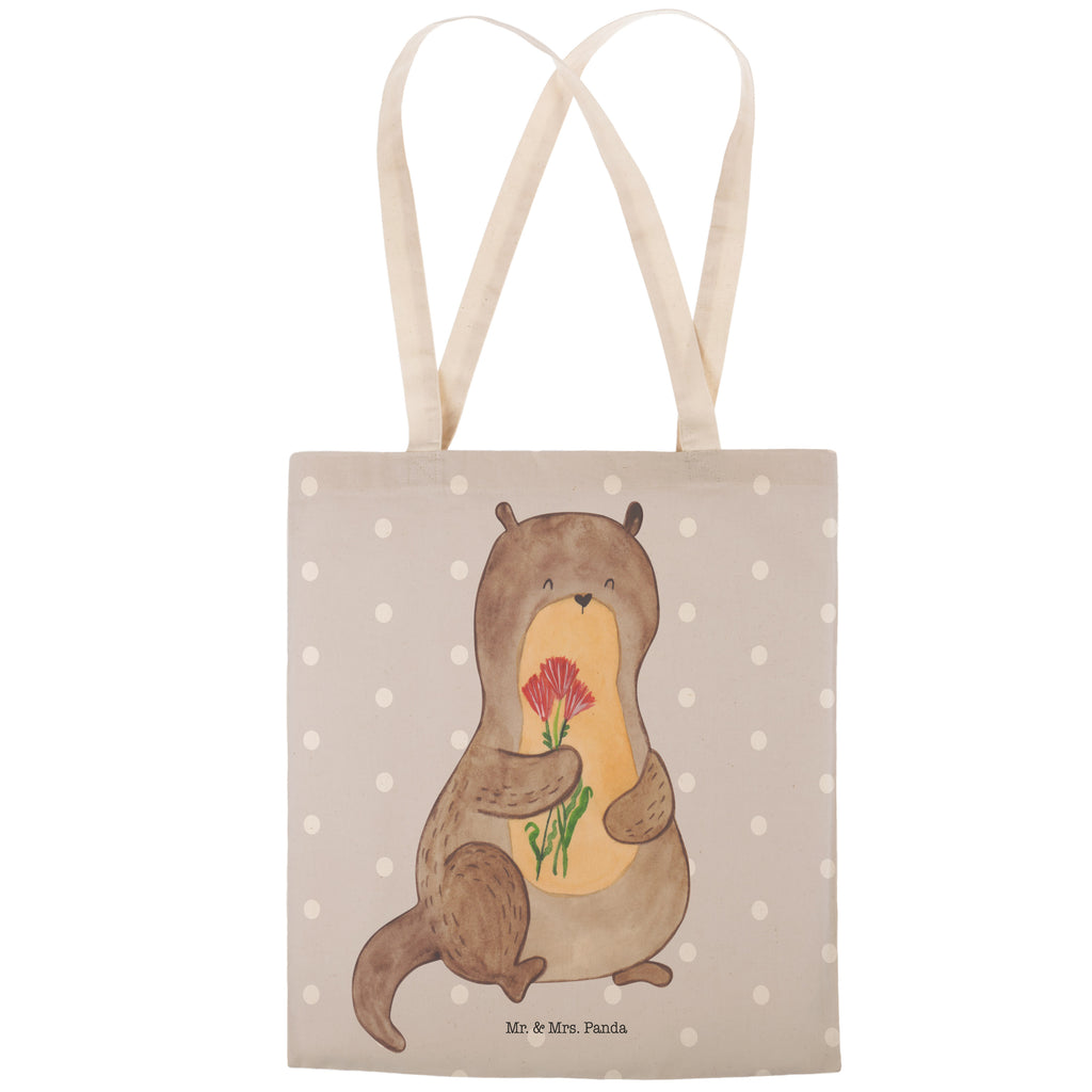 Einkaufstasche Otter Blumenstrauß Tragetasche, Tasche, Beutel, Stofftasche, Baumwolltasche, Umhängetasche, Shopper, Otter, Fischotter, Seeotter, Otter Seeotter See Otter
