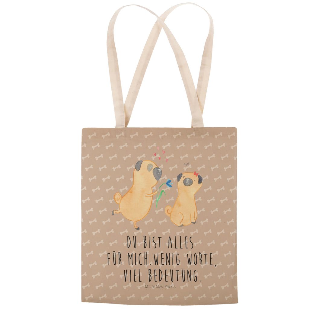 Einkaufstasche Mops verliebt Tragetasche, Tasche, Beutel, Stofftasche, Baumwolltasche, Umhängetasche, Shopper, Hund, Hundemotiv, Haustier, Hunderasse, Tierliebhaber, Hundebesitzer, Sprüche, Mops, Möpse, Hundeliebe, verliebt, Liebe, Liebesspruch. Verlobt, Geschenk Freund, Partner