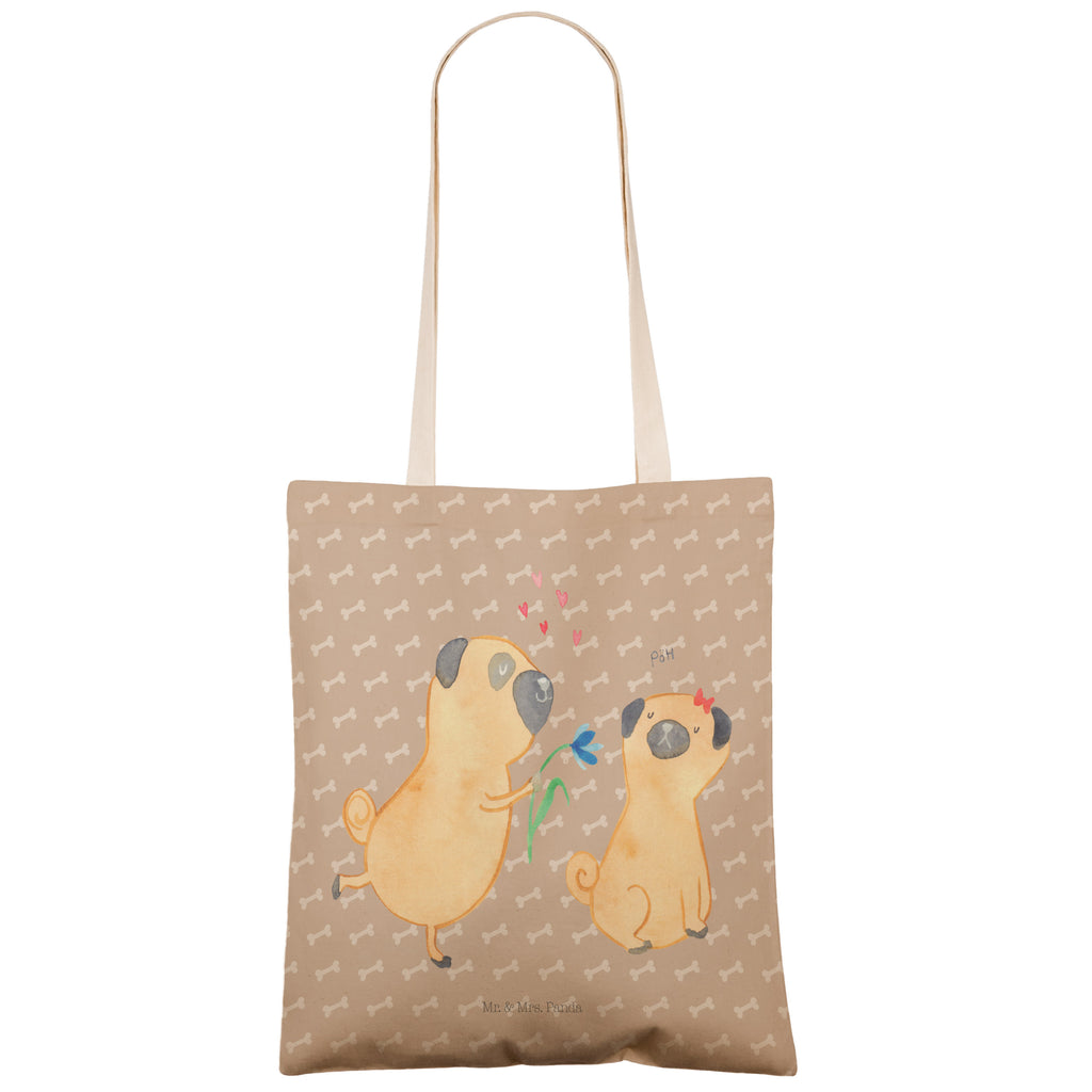 Einkaufstasche Mops verliebt Tragetasche, Tasche, Beutel, Stofftasche, Baumwolltasche, Umhängetasche, Shopper, Hund, Hundemotiv, Haustier, Hunderasse, Tierliebhaber, Hundebesitzer, Sprüche, Mops, Möpse, Hundeliebe, verliebt, Liebe, Liebesspruch. Verlobt, Geschenk Freund, Partner