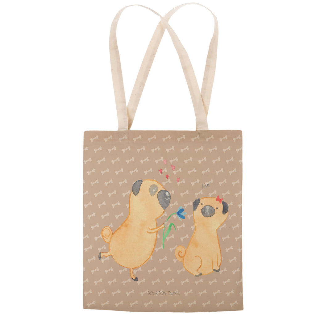 Einkaufstasche Mops verliebt Tragetasche, Tasche, Beutel, Stofftasche, Baumwolltasche, Umhängetasche, Shopper, Hund, Hundemotiv, Haustier, Hunderasse, Tierliebhaber, Hundebesitzer, Sprüche, Mops, Möpse, Hundeliebe, verliebt, Liebe, Liebesspruch. Verlobt, Geschenk Freund, Partner