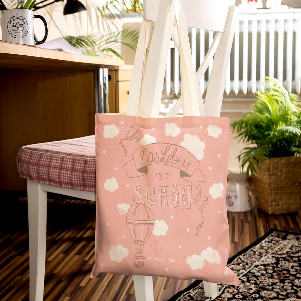 Einkaufstasche Heißluftballons Das Leben ist schön Tragetasche, Tasche, Beutel, Stofftasche, Baumwolltasche, Umhängetasche, Shopper, Blumen Deko, Frühlings Deko, Sommer Deko, Dekoration, positive Botschaft, Naturliebhaber, Outdoor, Natur, Abenteuer, Heißluftballon, Leben, Das Leben ist schön, Spruch Leben, Zitat, Inspiration, erleben, glücklich sein, Deko Haus