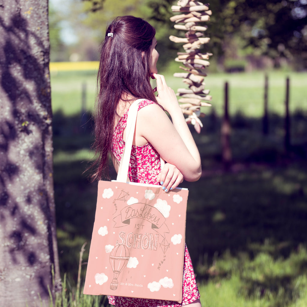 Einkaufstasche Heißluftballons Das Leben ist schön Tragetasche, Tasche, Beutel, Stofftasche, Baumwolltasche, Umhängetasche, Shopper, Blumen Deko, Frühlings Deko, Sommer Deko, Dekoration, positive Botschaft, Naturliebhaber, Outdoor, Natur, Abenteuer, Heißluftballon, Leben, Das Leben ist schön, Spruch Leben, Zitat, Inspiration, erleben, glücklich sein, Deko Haus