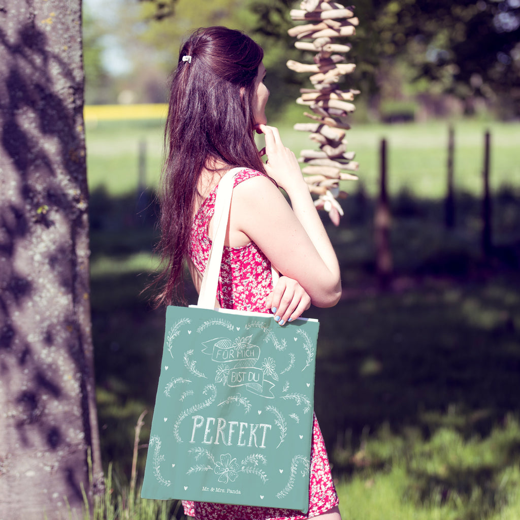 Einkaufstasche Für mich bist du perfekt Tragetasche, Tasche, Beutel, Stofftasche, Baumwolltasche, Umhängetasche, Shopper, Blumen Deko, Frühlings Deko, Sommer Deko, Dekoration, positive Botschaft, Naturliebhaber, Outdoor, Natur, Abenteuer, Partner Geschenk, Freundin Geschenk, Freund Geschenk, Liebe spruch, Geschenk Jahrestag, Traumfrau, Traummann, Hochzeitstag