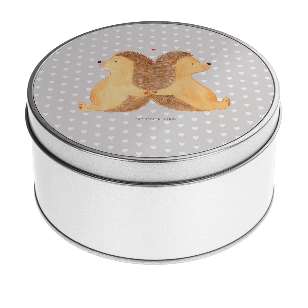 Blechdose rund Igel händchenhaltend Metalldose, Keksdose, Dose, Vorratsdose, Geschenkbox, Liebe, Partner, Freund, Freundin, Ehemann, Ehefrau, Heiraten, Verlobung, Heiratsantrag, Liebesgeschenk, Jahrestag, Hocheitstag, Igel, Igelliebe, Hand in Hand, Liebesbeweis, große Liebe, Liebesbotschaft, Hochzeit, Lieblingsmensch, Gemeinsamkeit, Love, Geschenk für zwei