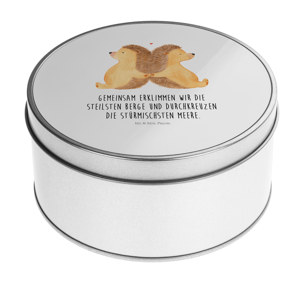 Blechdose rund Igel händchenhaltend Metalldose, Keksdose, Dose, Vorratsdose, Geschenkbox, Liebe, Partner, Freund, Freundin, Ehemann, Ehefrau, Heiraten, Verlobung, Heiratsantrag, Liebesgeschenk, Jahrestag, Hocheitstag, Igel, Igelliebe, Hand in Hand, Liebesbeweis, große Liebe, Liebesbotschaft, Hochzeit, Lieblingsmensch, Gemeinsamkeit, Love, Geschenk für zwei
