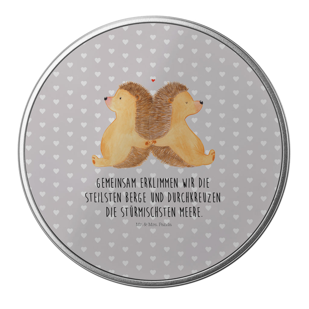 Blechdose rund Igel händchenhaltend Metalldose, Keksdose, Dose, Vorratsdose, Geschenkbox, Liebe, Partner, Freund, Freundin, Ehemann, Ehefrau, Heiraten, Verlobung, Heiratsantrag, Liebesgeschenk, Jahrestag, Hocheitstag, Igel, Igelliebe, Hand in Hand, Liebesbeweis, große Liebe, Liebesbotschaft, Hochzeit, Lieblingsmensch, Gemeinsamkeit, Love, Geschenk für zwei