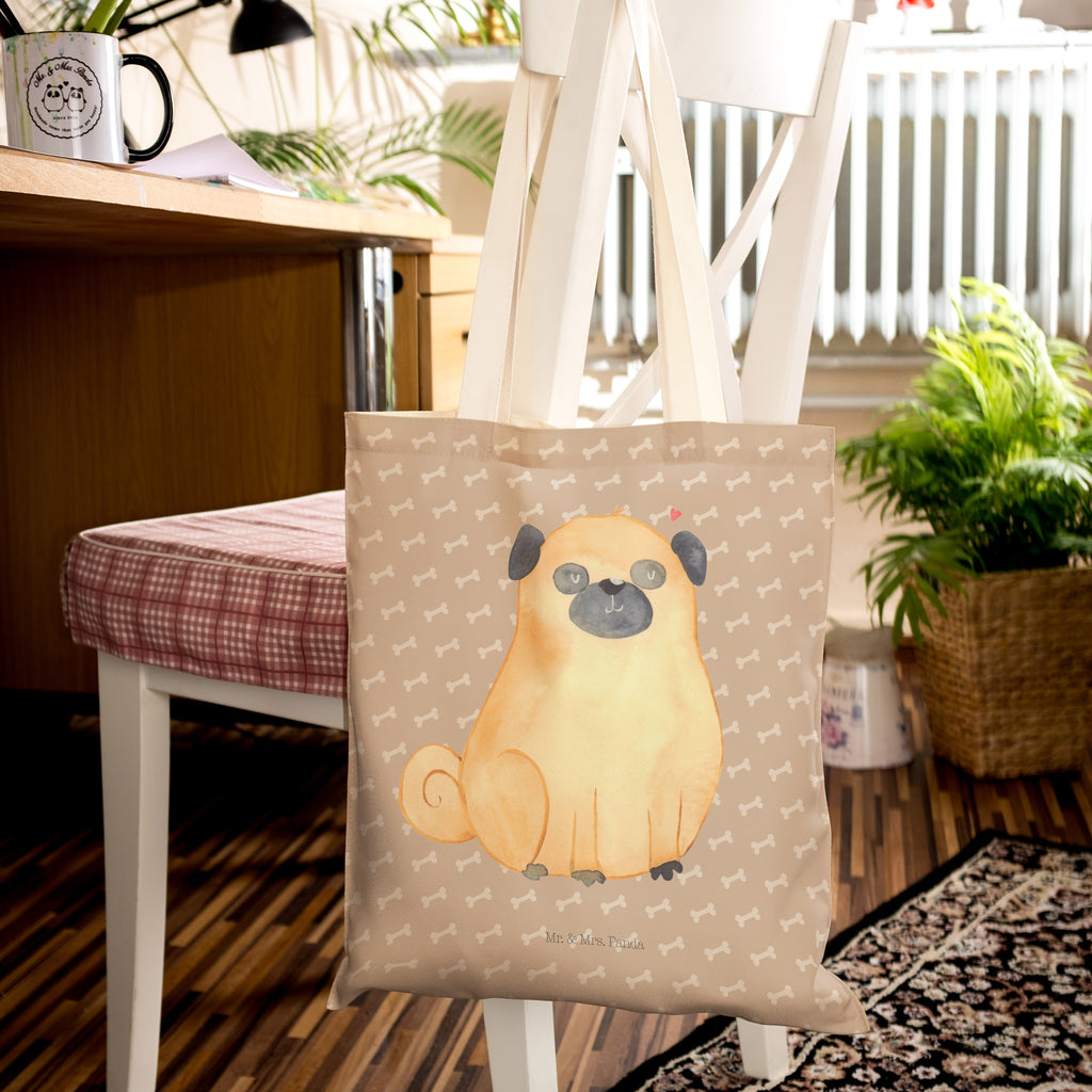 Einkaufstasche Mops Tragetasche, Tasche, Beutel, Stofftasche, Baumwolltasche, Umhängetasche, Shopper, Hund, Hundemotiv, Haustier, Hunderasse, Tierliebhaber, Hundebesitzer, Sprüche, Mops, Liebe, Hundeliebe