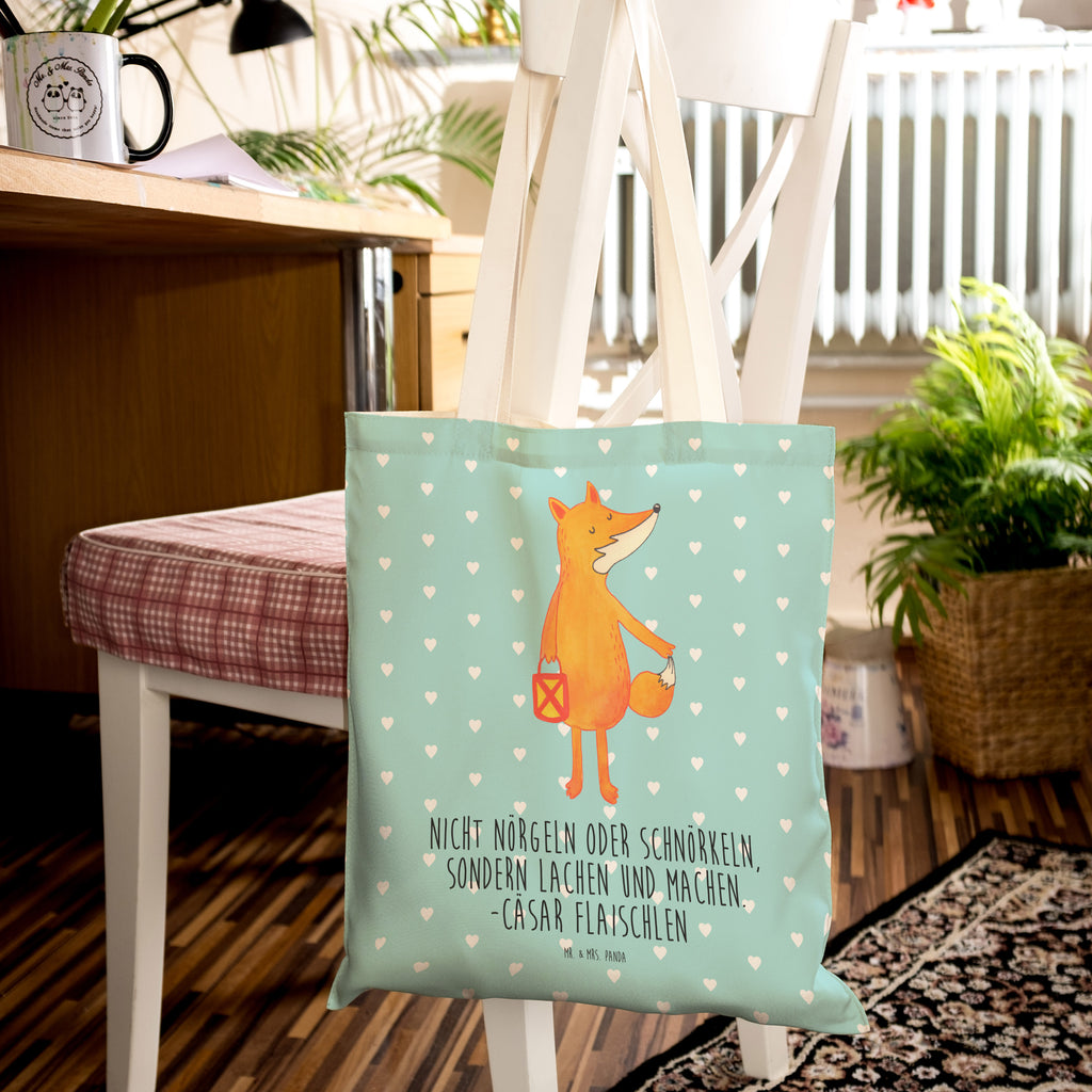 Einkaufstasche Fuchs Laterne Tragetasche, Tasche, Beutel, Stofftasche, Baumwolltasche, Umhängetasche, Shopper, Fuchs, Füchse, Spruch trösten, Liebeskummer Spruch, Laterne, Sankt Martin, Laternenumzug, Aufmuntern, Cäsar Otto Hugo Flaischlen