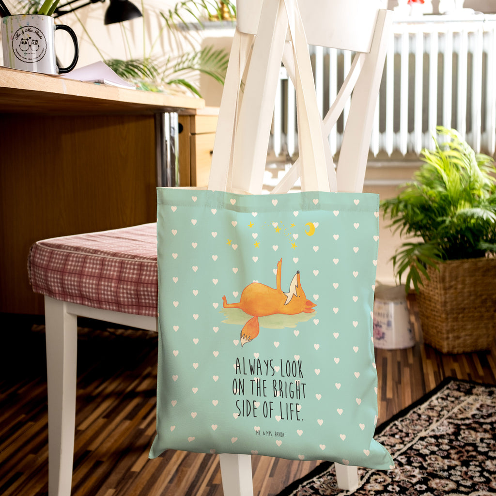 Einkaufstasche Fuchs Sterne Tragetasche, Tasche, Beutel, Stofftasche, Baumwolltasche, Umhängetasche, Shopper, Fuchs, Füchse, tröstende Worte, Spruch positiv, Spruch schön, Romantik, Always Look on the Bright Side of Life