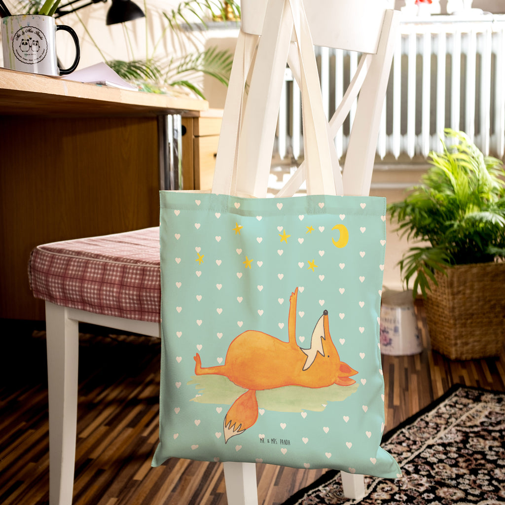 Einkaufstasche Fuchs Sterne Tragetasche, Tasche, Beutel, Stofftasche, Baumwolltasche, Umhängetasche, Shopper, Fuchs, Füchse, tröstende Worte, Spruch positiv, Spruch schön, Romantik, Always Look on the Bright Side of Life