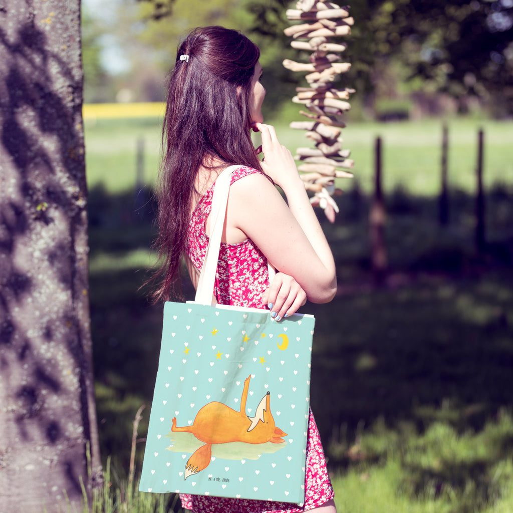 Einkaufstasche Fuchs Sterne Tragetasche, Tasche, Beutel, Stofftasche, Baumwolltasche, Umhängetasche, Shopper, Fuchs, Füchse, tröstende Worte, Spruch positiv, Spruch schön, Romantik, Always Look on the Bright Side of Life