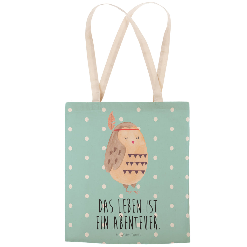 Einkaufstasche Eule Federschmuck Tragetasche, Tasche, Beutel, Stofftasche, Baumwolltasche, Umhängetasche, Shopper, Eule, Eule Deko, Owl, Das Leben ist ein Abenteuer, Reisespruch, Federschmuck, Dekoration