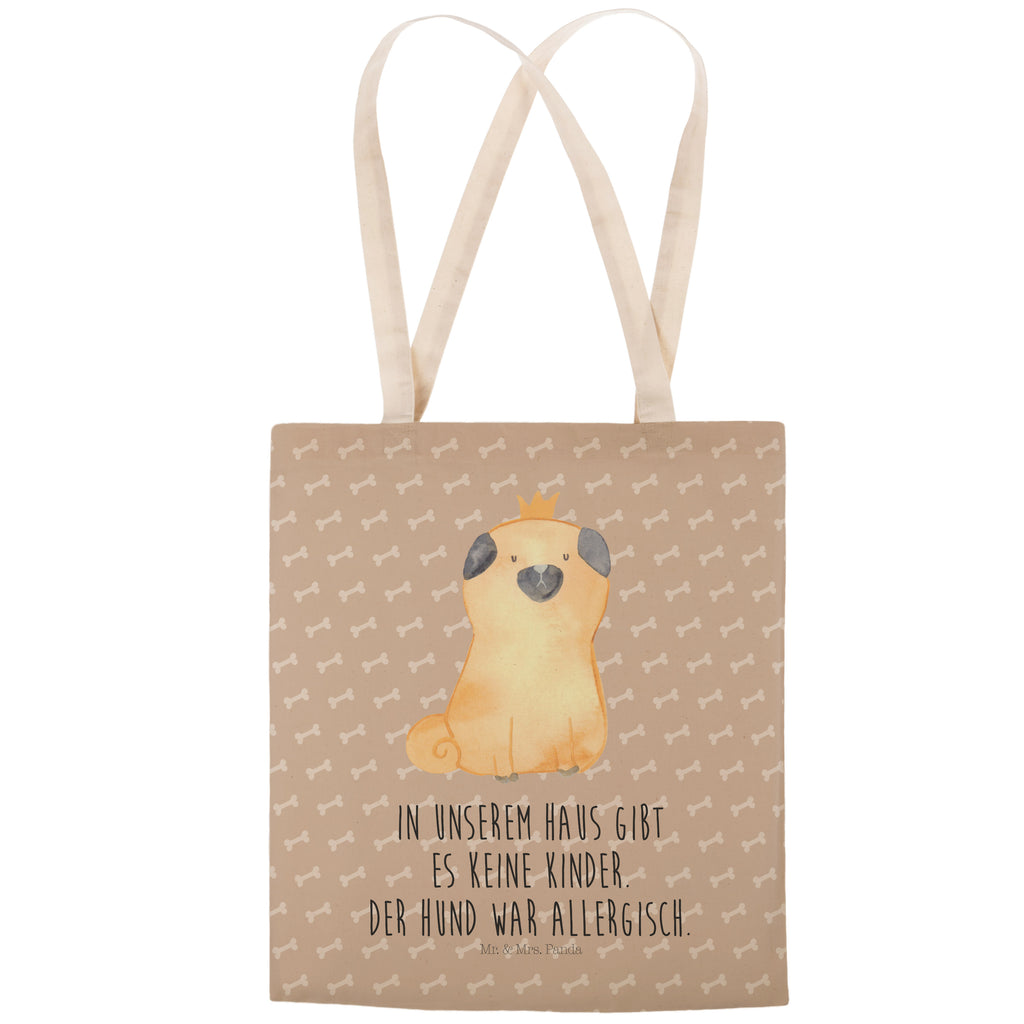 Einkaufstasche Mops Krone Tragetasche, Tasche, Beutel, Stofftasche, Baumwolltasche, Umhängetasche, Shopper, Hund, Hundemotiv, Haustier, Hunderasse, Tierliebhaber, Hundebesitzer, Sprüche, Mops, allergisch, kinderlos, Hausregel, Hundebesitzer. Spruch, lustig