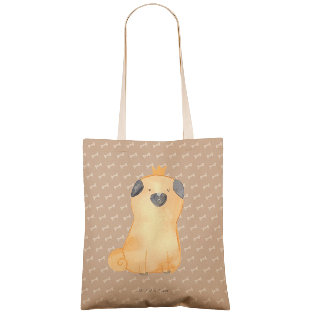 Einkaufstasche Mops Krone Tragetasche, Tasche, Beutel, Stofftasche, Baumwolltasche, Umhängetasche, Shopper, Hund, Hundemotiv, Haustier, Hunderasse, Tierliebhaber, Hundebesitzer, Sprüche, Mops, allergisch, kinderlos, Hausregel, Hundebesitzer. Spruch, lustig