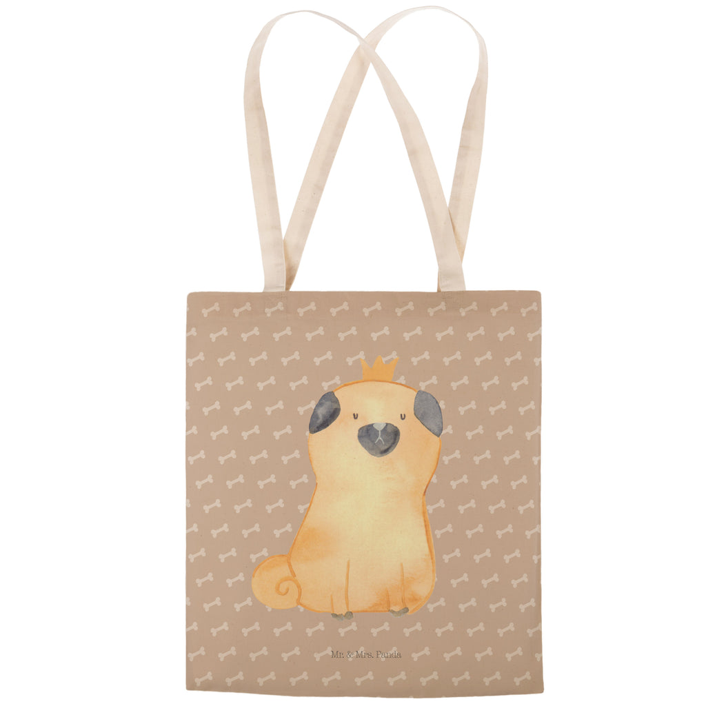 Einkaufstasche Mops Krone Tragetasche, Tasche, Beutel, Stofftasche, Baumwolltasche, Umhängetasche, Shopper, Hund, Hundemotiv, Haustier, Hunderasse, Tierliebhaber, Hundebesitzer, Sprüche, Mops, allergisch, kinderlos, Hausregel, Hundebesitzer. Spruch, lustig