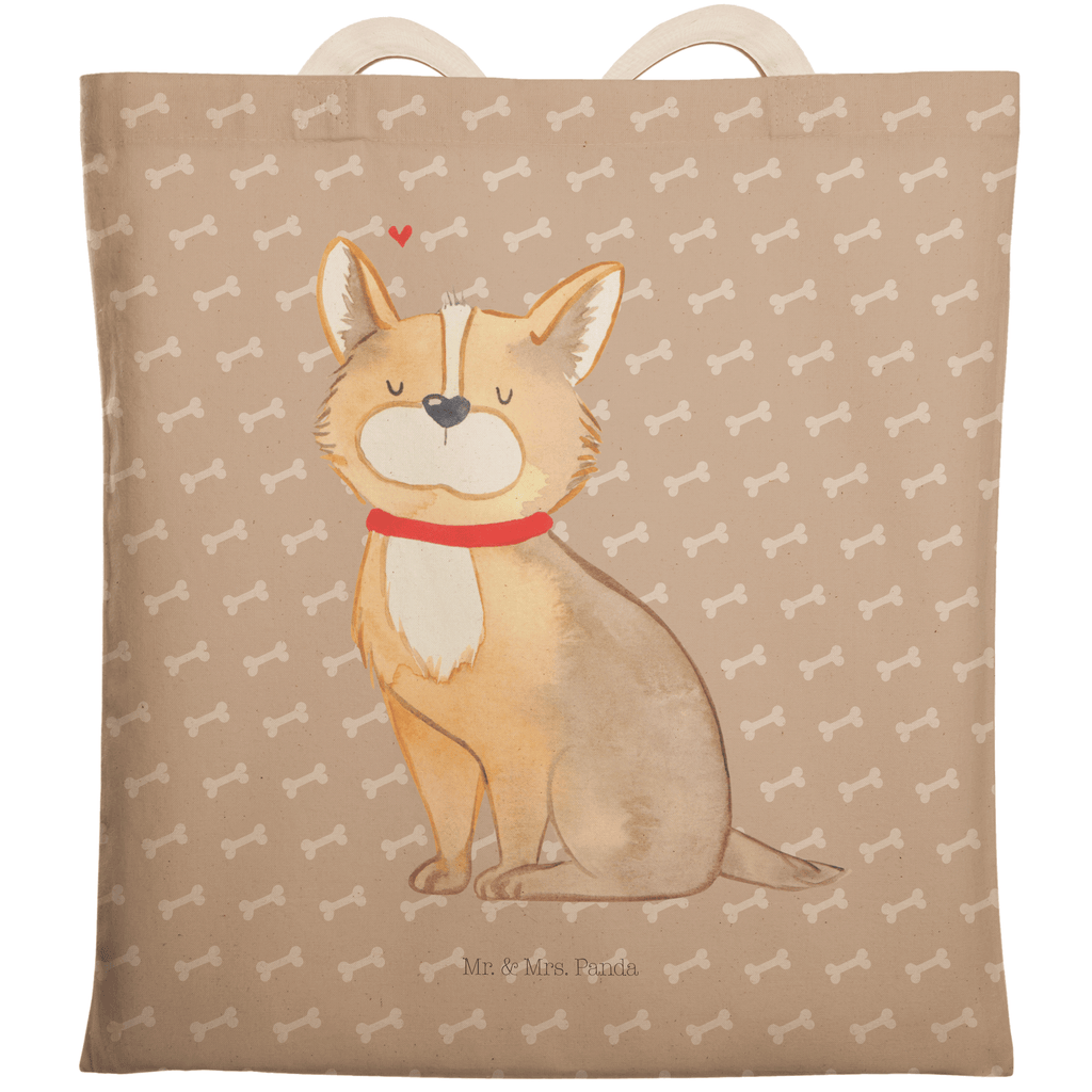 Einkaufstasche Hundeglück Tragetasche, Tasche, Beutel, Stofftasche, Baumwolltasche, Umhängetasche, Shopper, Hund, Hundemotiv, Haustier, Hunderasse, Tierliebhaber, Hundebesitzer, Sprüche, Corgie, Hundeliebe, Spruch, Hundemama, Liebe