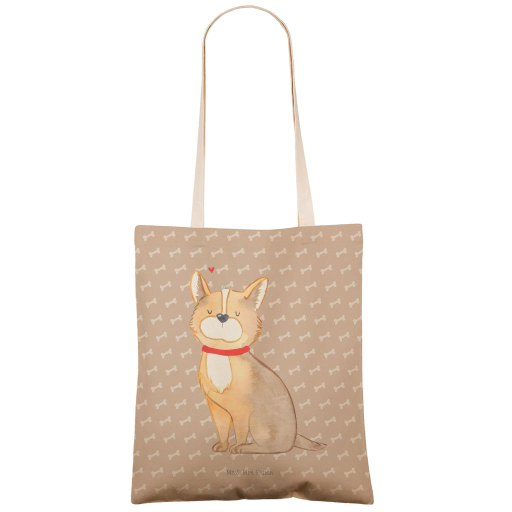 Einkaufstasche Hundeglück Tragetasche, Tasche, Beutel, Stofftasche, Baumwolltasche, Umhängetasche, Shopper, Hund, Hundemotiv, Haustier, Hunderasse, Tierliebhaber, Hundebesitzer, Sprüche, Corgie, Hundeliebe, Spruch, Hundemama, Liebe