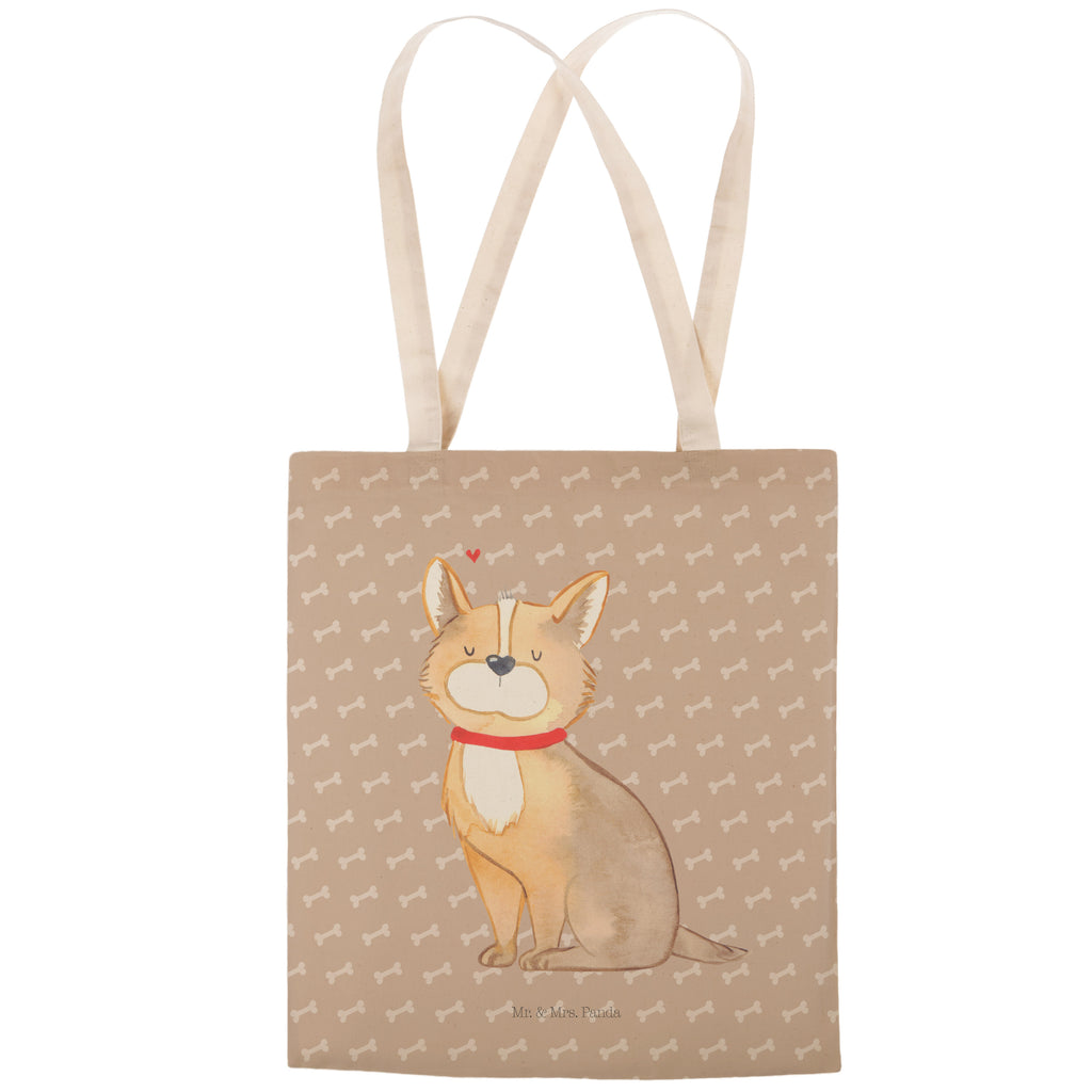Einkaufstasche Hundeglück Tragetasche, Tasche, Beutel, Stofftasche, Baumwolltasche, Umhängetasche, Shopper, Hund, Hundemotiv, Haustier, Hunderasse, Tierliebhaber, Hundebesitzer, Sprüche, Corgie, Hundeliebe, Spruch, Hundemama, Liebe