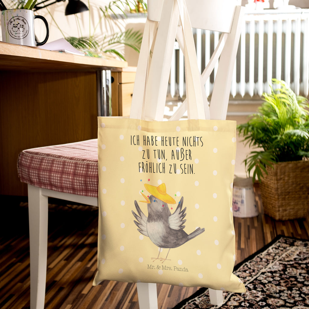 Einkaufstasche Rabe mit Sombrero Tragetasche, Tasche, Beutel, Stofftasche, Baumwolltasche, Umhängetasche, Shopper, Tiermotive, Gute Laune, lustige Sprüche, Tiere, Rabe, Vogel, Vögel, Spruch positiv, fröhlich sein, glücklich sein, Glück Spruch, froh, Elster, Motivation