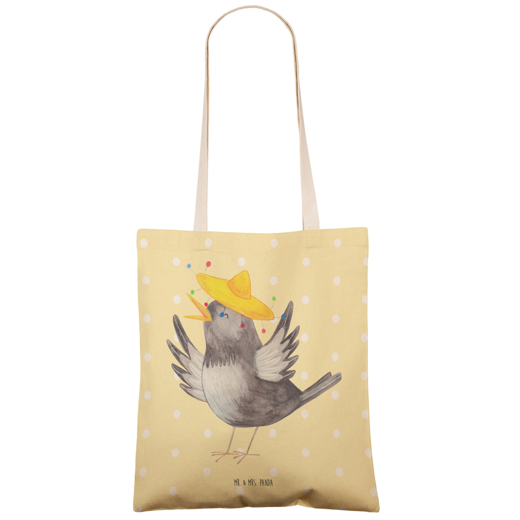 Einkaufstasche Rabe mit Sombrero Tragetasche, Tasche, Beutel, Stofftasche, Baumwolltasche, Umhängetasche, Shopper, Tiermotive, Gute Laune, lustige Sprüche, Tiere, Rabe, Vogel, Vögel, Spruch positiv, fröhlich sein, glücklich sein, Glück Spruch, froh, Elster, Motivation