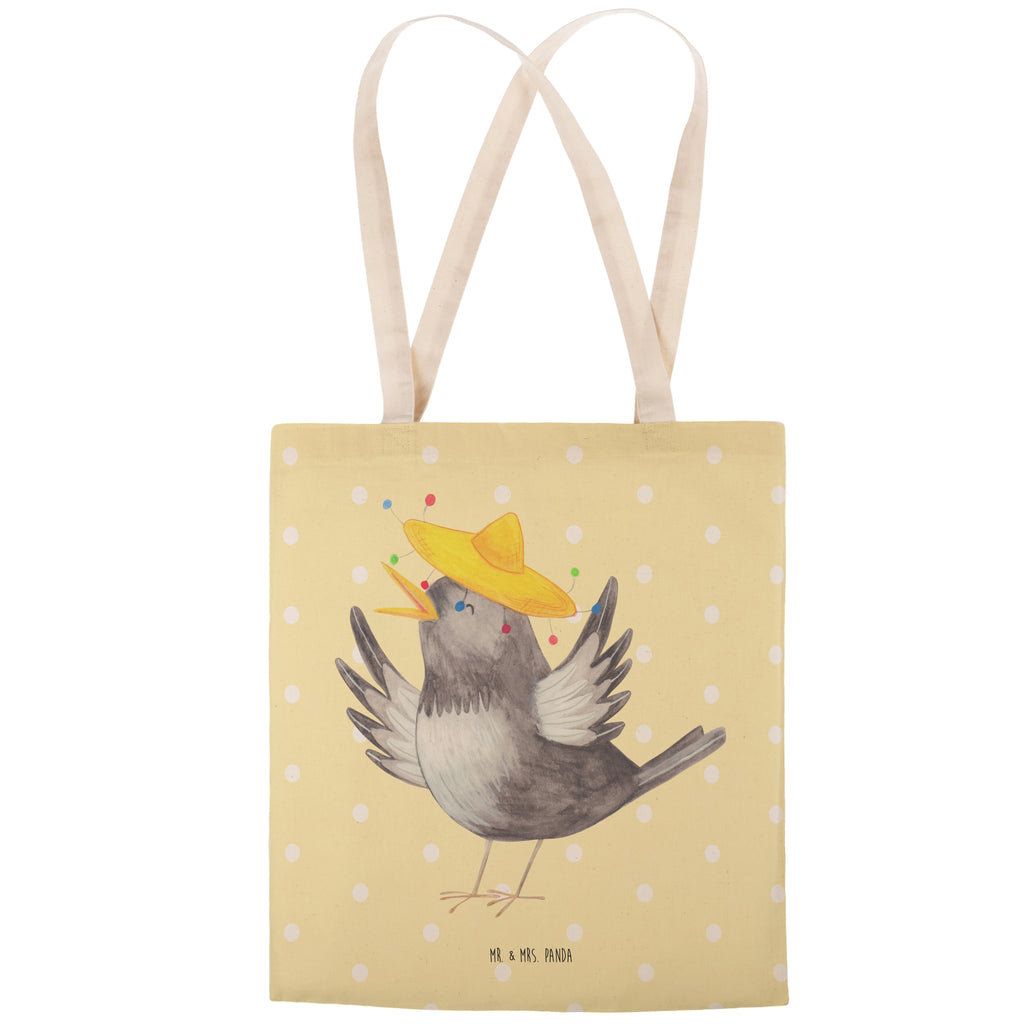 Einkaufstasche Rabe mit Sombrero Tragetasche, Tasche, Beutel, Stofftasche, Baumwolltasche, Umhängetasche, Shopper, Tiermotive, Gute Laune, lustige Sprüche, Tiere, Rabe, Vogel, Vögel, Spruch positiv, fröhlich sein, glücklich sein, Glück Spruch, froh, Elster, Motivation