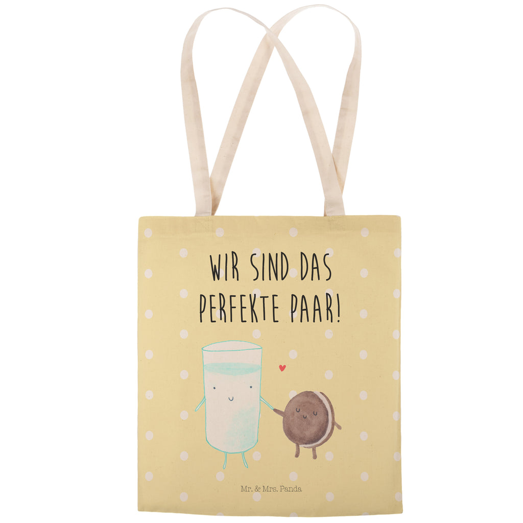 Einkaufstasche Milch & Keks Tragetasche, Tasche, Beutel, Stofftasche, Baumwolltasche, Umhängetasche, Shopper, Tiermotive, Gute Laune, lustige Sprüche, Tiere, Milk, Cookie, Milch, Keks, Kekse, Kaffee, Einladung Frühstück, Motiv süß, romantisch, perfektes Paar