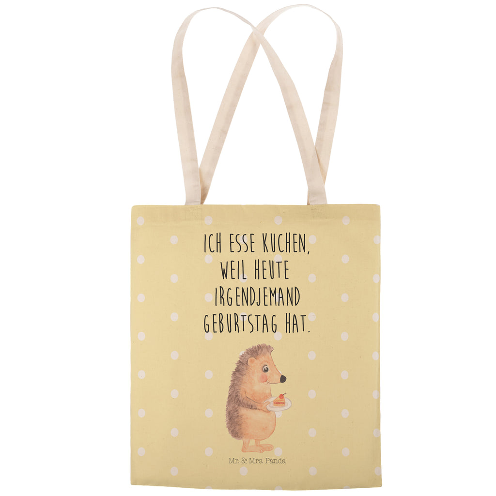 Einkaufstasche Igel mit Kuchenstück Tragetasche, Tasche, Beutel, Stofftasche, Baumwolltasche, Umhängetasche, Shopper, Tiermotive, Gute Laune, lustige Sprüche, Tiere, Igel, Essen Spruch, Kuchen, Backen Geschenk, Kuchen backen, Einladung Party, Geburtstagskuchen, Torte