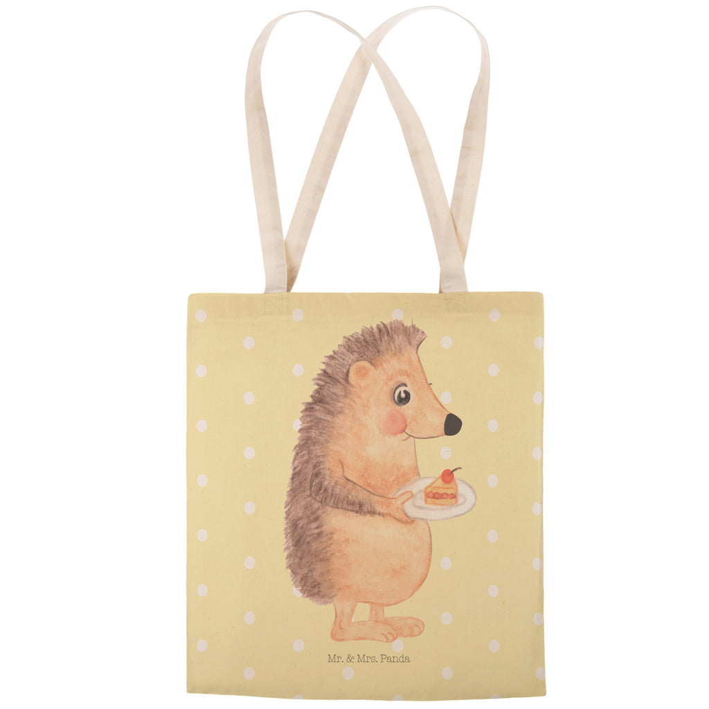 Einkaufstasche Igel mit Kuchenstück Tragetasche, Tasche, Beutel, Stofftasche, Baumwolltasche, Umhängetasche, Shopper, Tiermotive, Gute Laune, lustige Sprüche, Tiere, Igel, Essen Spruch, Kuchen, Backen Geschenk, Kuchen backen, Einladung Party, Geburtstagskuchen, Torte