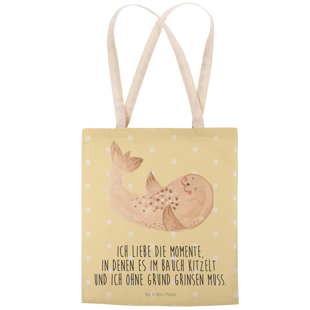 Einkaufstasche Robbe liegend Tragetasche, Tasche, Beutel, Stofftasche, Baumwolltasche, Umhängetasche, Shopper, Tiermotive, Gute Laune, lustige Sprüche, Tiere, Robbe, Robben, Seehund, Strand, Meerestier, Ostsee, Nordsee, Lachen, Freude