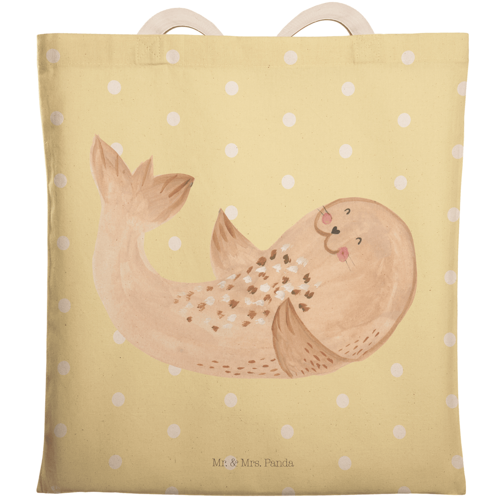 Einkaufstasche Robbe liegend Tragetasche, Tasche, Beutel, Stofftasche, Baumwolltasche, Umhängetasche, Shopper, Tiermotive, Gute Laune, lustige Sprüche, Tiere, Robbe, Robben, Seehund, Strand, Meerestier, Ostsee, Nordsee, Lachen, Freude