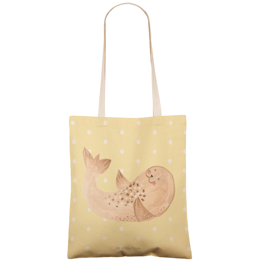 Einkaufstasche Robbe liegend Tragetasche, Tasche, Beutel, Stofftasche, Baumwolltasche, Umhängetasche, Shopper, Tiermotive, Gute Laune, lustige Sprüche, Tiere, Robbe, Robben, Seehund, Strand, Meerestier, Ostsee, Nordsee, Lachen, Freude