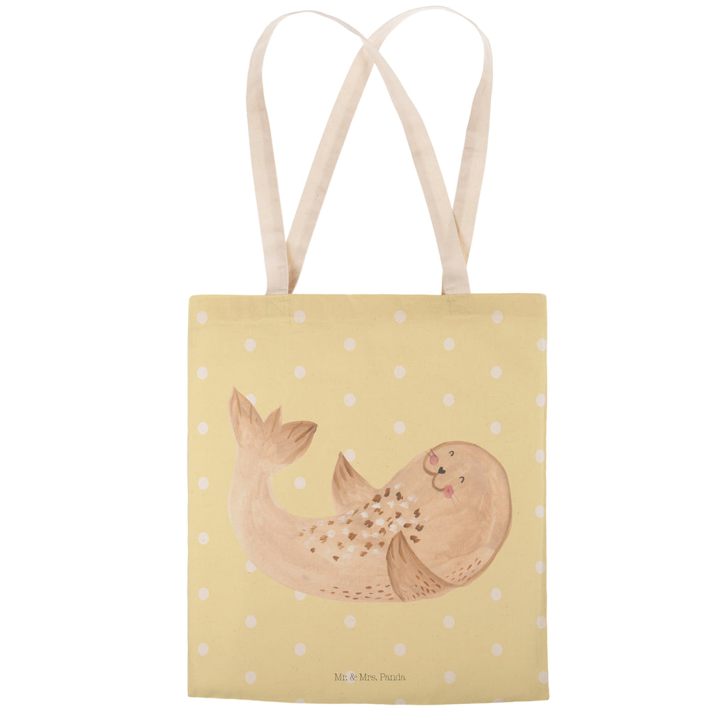 Einkaufstasche Robbe liegend Tragetasche, Tasche, Beutel, Stofftasche, Baumwolltasche, Umhängetasche, Shopper, Tiermotive, Gute Laune, lustige Sprüche, Tiere, Robbe, Robben, Seehund, Strand, Meerestier, Ostsee, Nordsee, Lachen, Freude