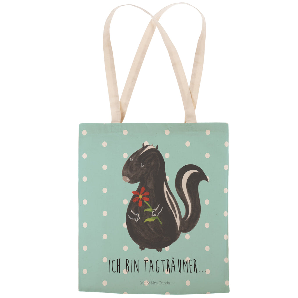 Einkaufstasche Stinktier Blume Tragetasche, Tasche, Beutel, Stofftasche, Baumwolltasche, Umhängetasche, Shopper, Stinktier, Skunk, Wildtier, Raubtier, Stinker, Stinki, Tagträumer, verträumt, Dreams, Träume