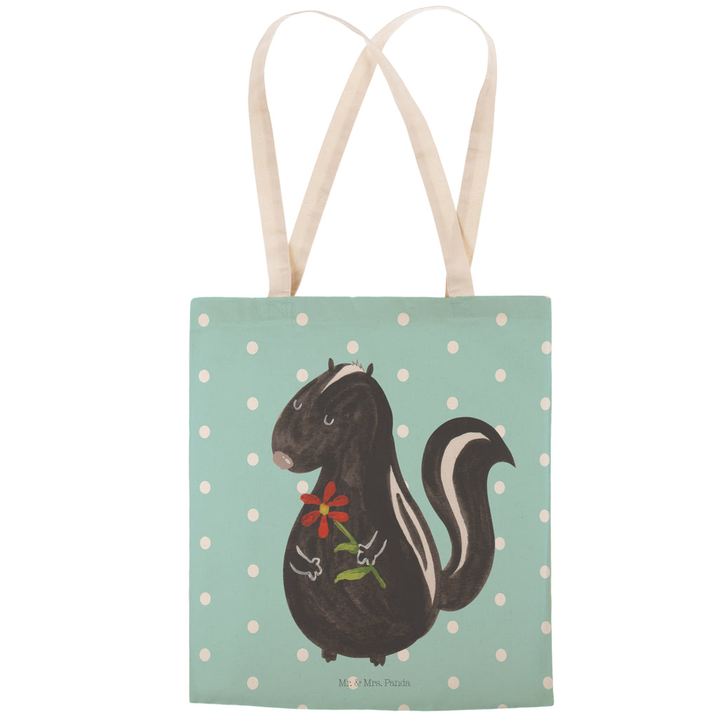 Einkaufstasche Stinktier Blume Tragetasche, Tasche, Beutel, Stofftasche, Baumwolltasche, Umhängetasche, Shopper, Stinktier, Skunk, Wildtier, Raubtier, Stinker, Stinki, Tagträumer, verträumt, Dreams, Träume