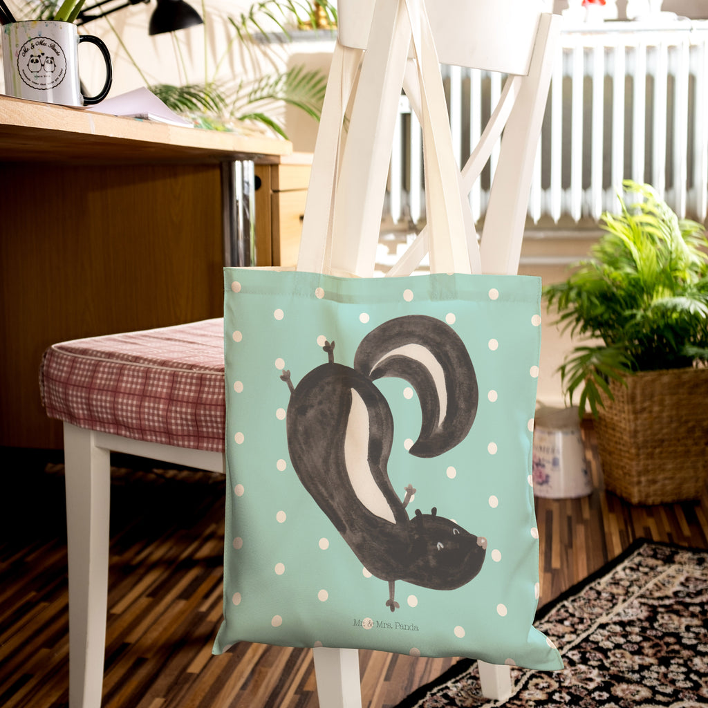 Einkaufstasche Stinktier Handstand Tragetasche, Tasche, Beutel, Stofftasche, Baumwolltasche, Umhängetasche, Shopper, Stinktier, Skunk, Wildtier, Raubtier, Stinker, Stinki, Spielplatz, verpielt, Kind