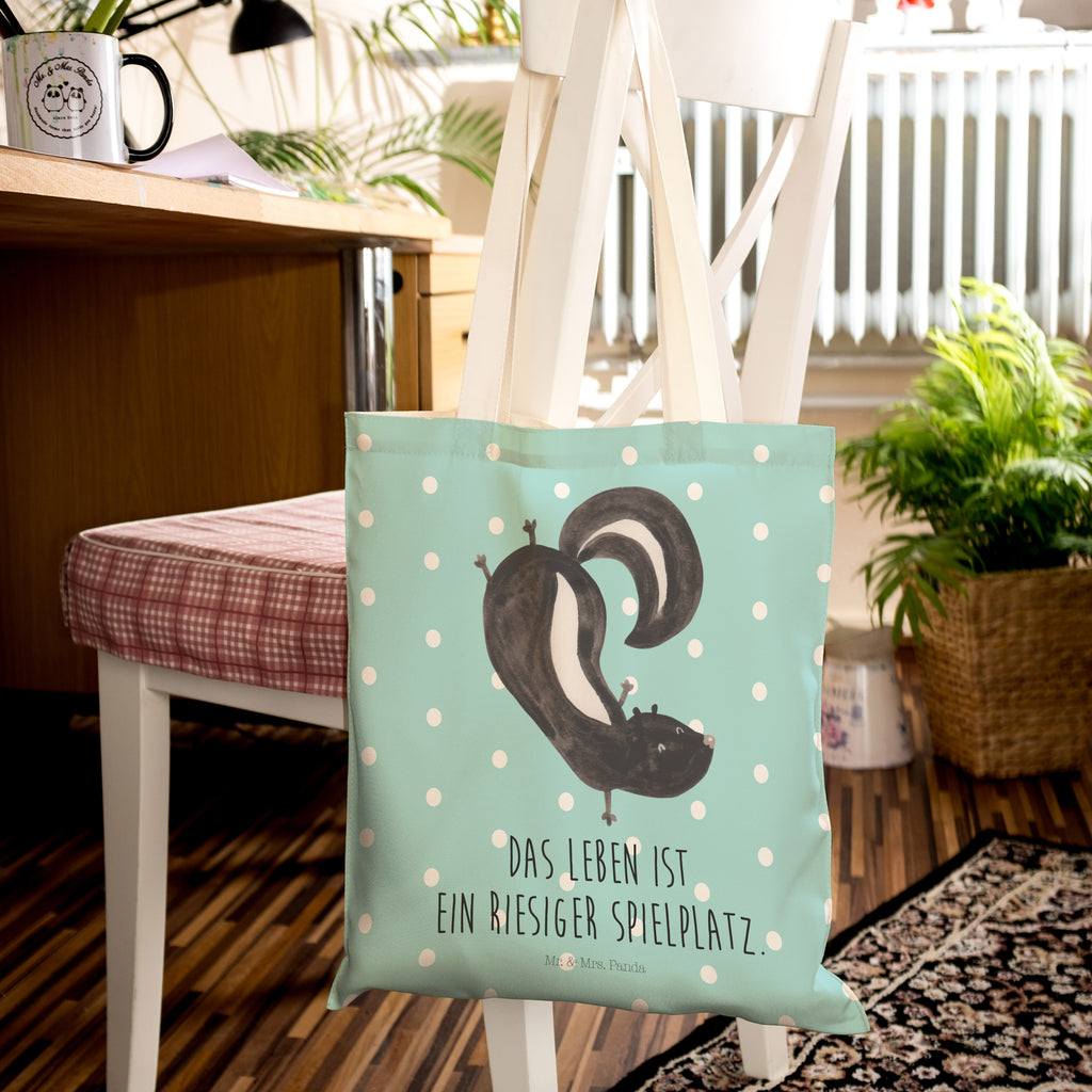 Einkaufstasche Stinktier Handstand Tragetasche, Tasche, Beutel, Stofftasche, Baumwolltasche, Umhängetasche, Shopper, Stinktier, Skunk, Wildtier, Raubtier, Stinker, Stinki, Spielplatz, verpielt, Kind