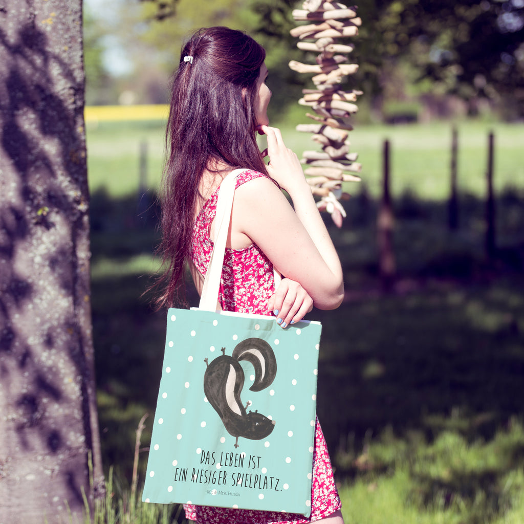 Einkaufstasche Stinktier Handstand Tragetasche, Tasche, Beutel, Stofftasche, Baumwolltasche, Umhängetasche, Shopper, Stinktier, Skunk, Wildtier, Raubtier, Stinker, Stinki, Spielplatz, verpielt, Kind