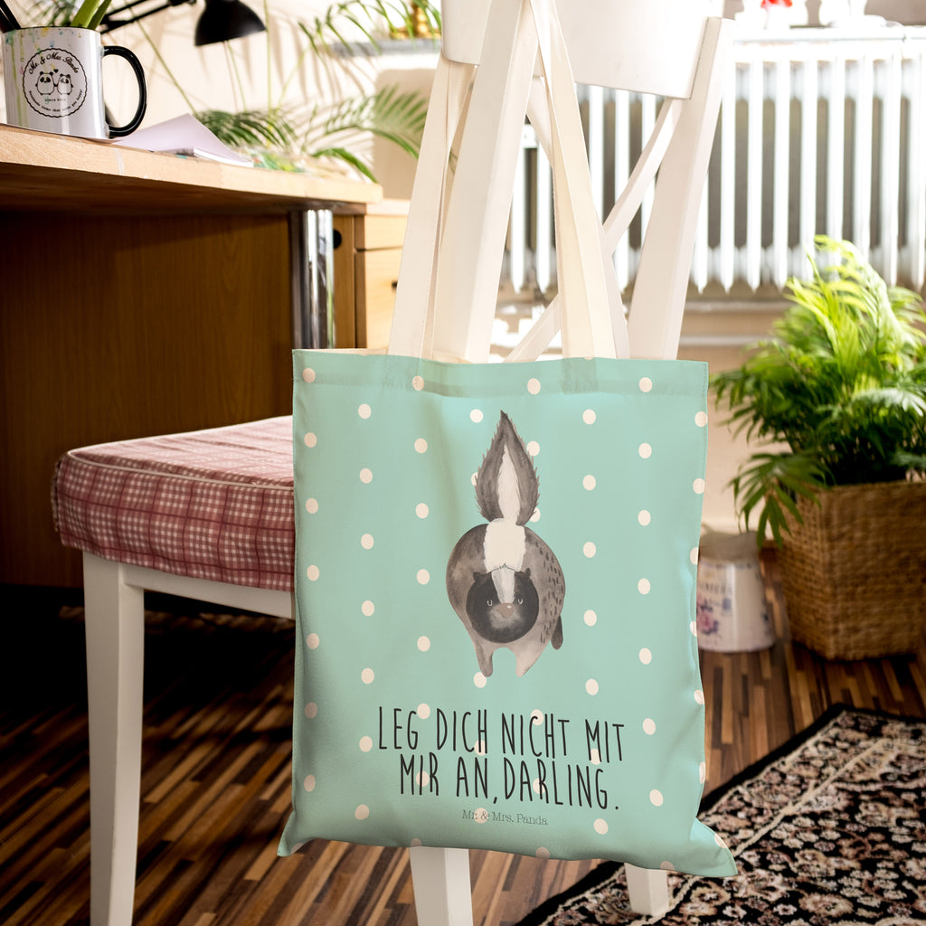Einkaufstasche Stinktier Angriff Tragetasche, Tasche, Beutel, Stofftasche, Baumwolltasche, Umhängetasche, Shopper, Stinktier, Skunk, Wildtier, Raubtier, Stinker, Stinki, wütend, Drohung