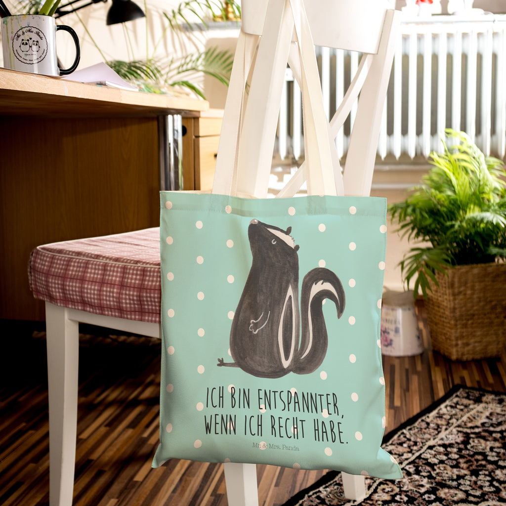Einkaufstasche Stinktier sitzend Tragetasche, Tasche, Beutel, Stofftasche, Baumwolltasche, Umhängetasche, Shopper, Stinktier, Skunk, Wildtier, Raubtier, Stinker, Stinki, Spruch, Büro, Recht, Besserwisser