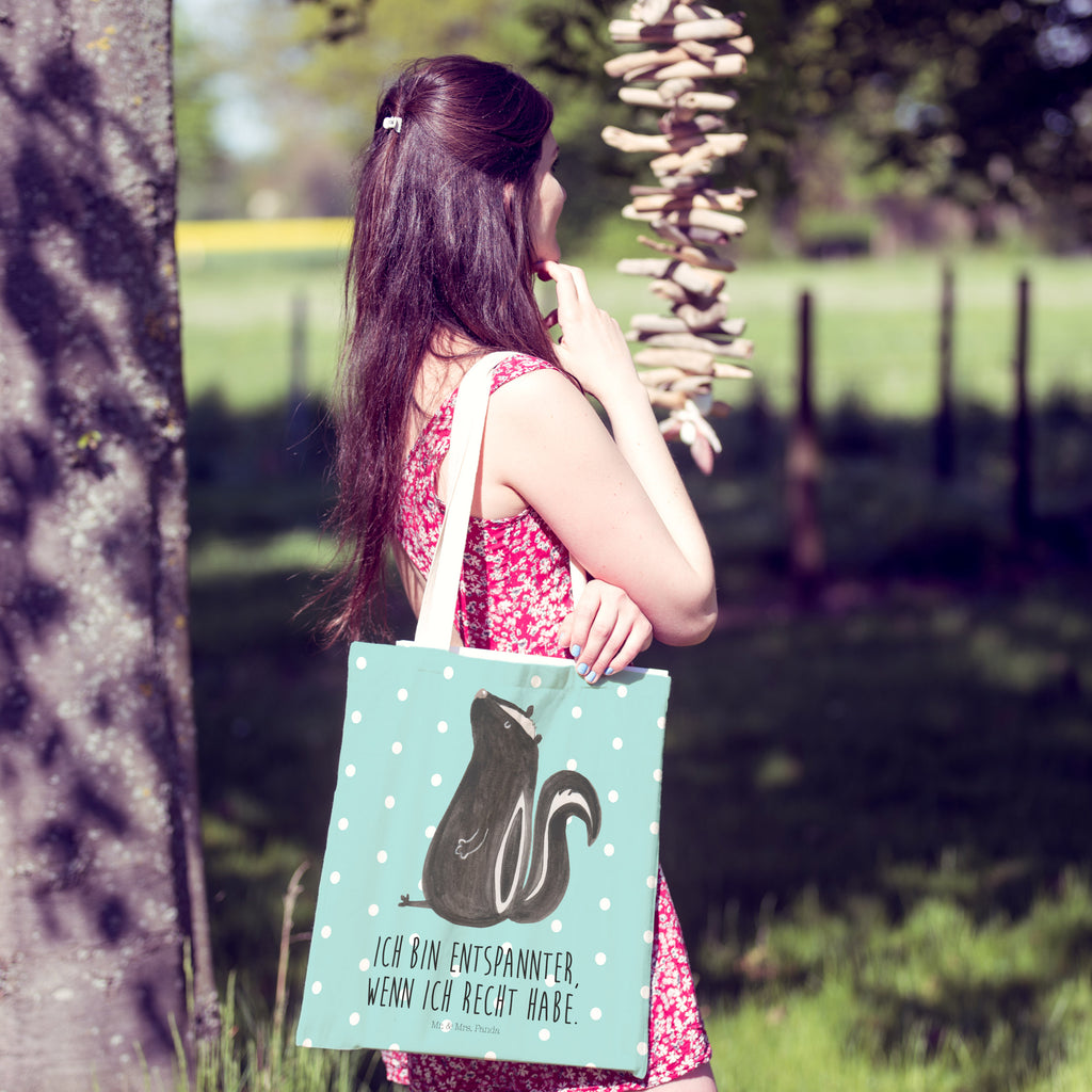 Einkaufstasche Stinktier sitzend Tragetasche, Tasche, Beutel, Stofftasche, Baumwolltasche, Umhängetasche, Shopper, Stinktier, Skunk, Wildtier, Raubtier, Stinker, Stinki, Spruch, Büro, Recht, Besserwisser