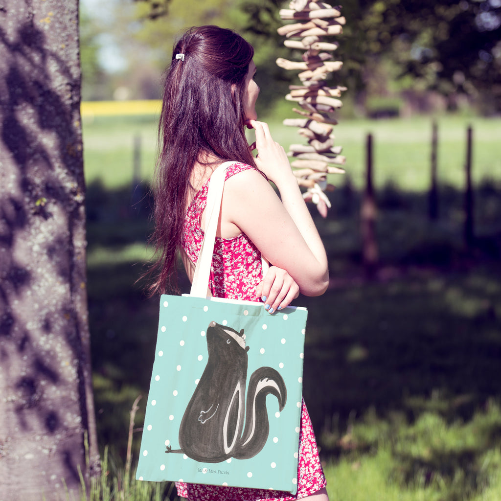 Einkaufstasche Stinktier sitzend Tragetasche, Tasche, Beutel, Stofftasche, Baumwolltasche, Umhängetasche, Shopper, Stinktier, Skunk, Wildtier, Raubtier, Stinker, Stinki, Spruch, Büro, Recht, Besserwisser