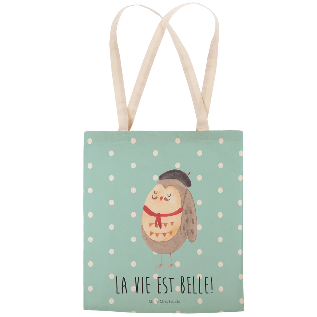 Einkaufstasche Eule Französisch Tragetasche, Tasche, Beutel, Stofftasche, Baumwolltasche, Umhängetasche, Shopper, Eule, Eulen, Eule Deko, Owl, hibou, La vie est belle, das Leben ist schön, Spruch schön, Spruch Französisch, Frankreich
