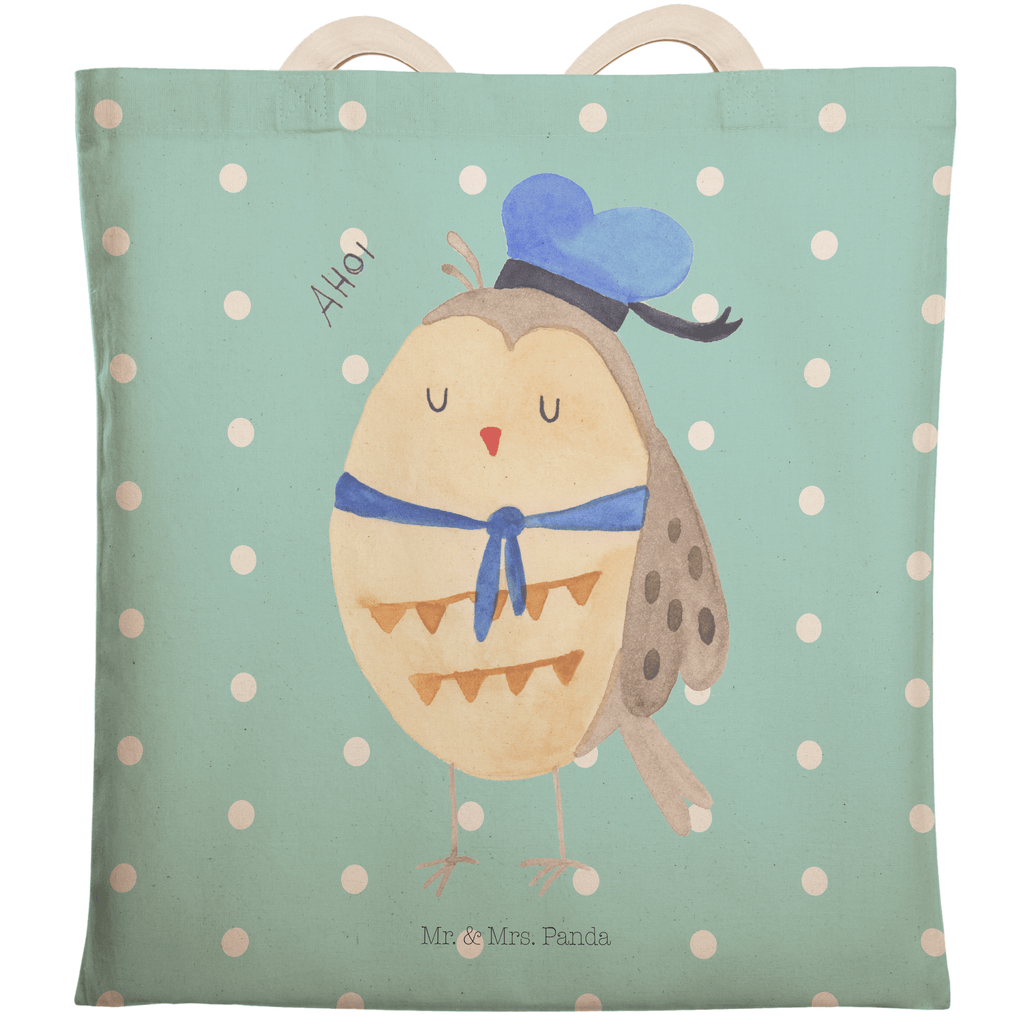 Einkaufstasche Eule Matrosen Tragetasche, Tasche, Beutel, Stofftasche, Baumwolltasche, Umhängetasche, Shopper, Eule, Eule Spruch, Eule Deko, Owl, Wortspiel lustig, Matrose, Freundin, Ehe, Seefahrer, Heimathafen, Hochzeitstag Geschenk