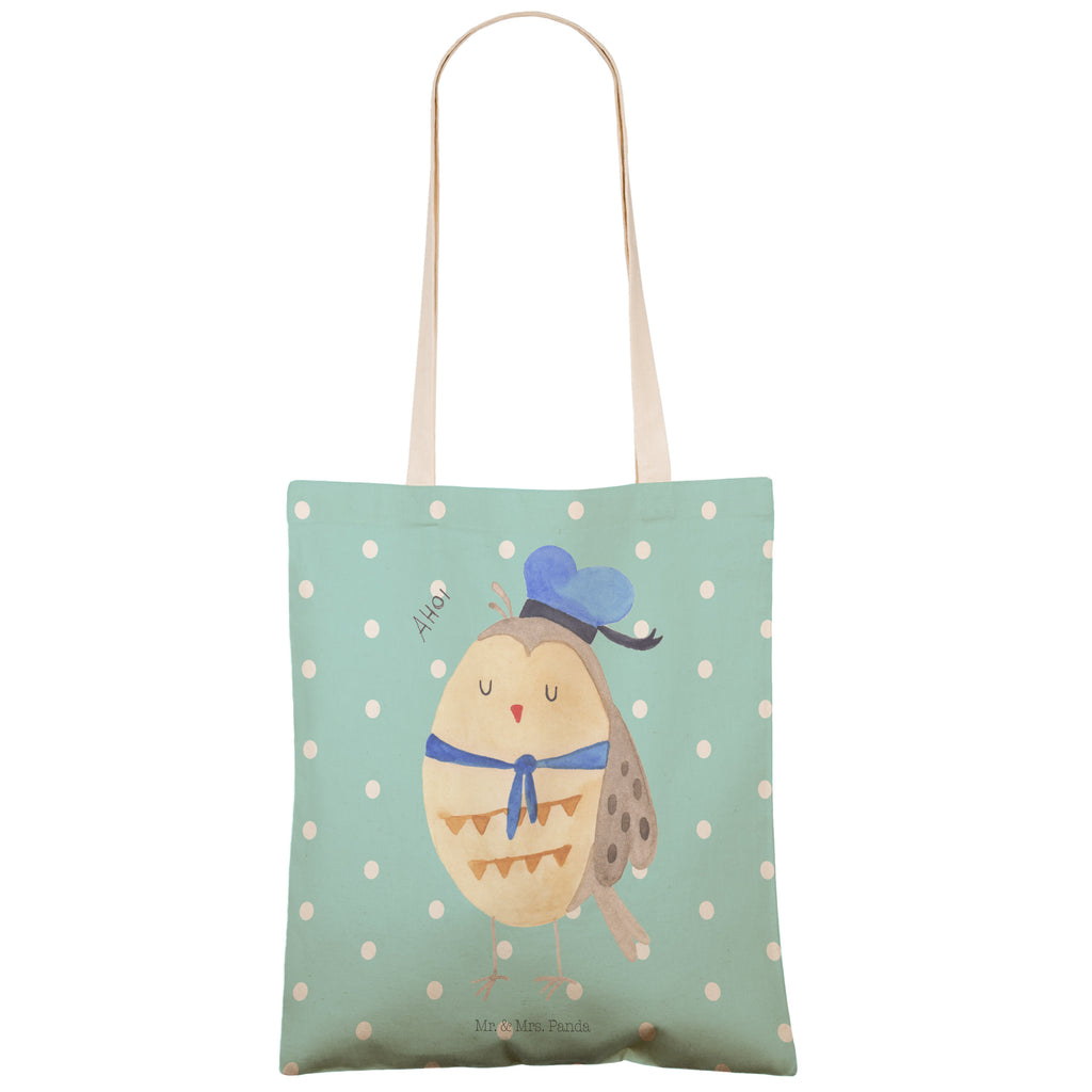 Einkaufstasche Eule Matrosen Tragetasche, Tasche, Beutel, Stofftasche, Baumwolltasche, Umhängetasche, Shopper, Eule, Eule Spruch, Eule Deko, Owl, Wortspiel lustig, Matrose, Freundin, Ehe, Seefahrer, Heimathafen, Hochzeitstag Geschenk