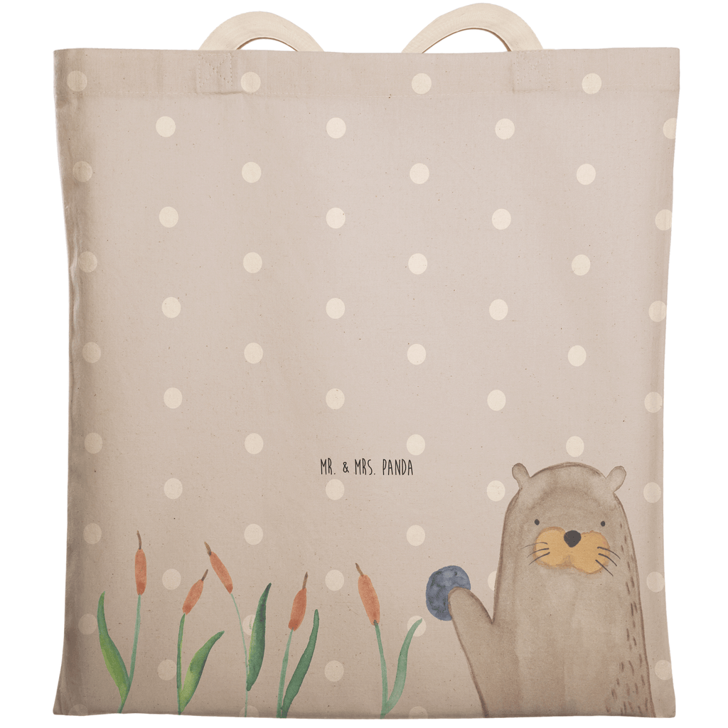 Einkaufstasche Otter mit Stein Tragetasche, Tasche, Beutel, Stofftasche, Baumwolltasche, Umhängetasche, Shopper, Otter, Fischotter, Seeotter, Otter Seeotter See Otter