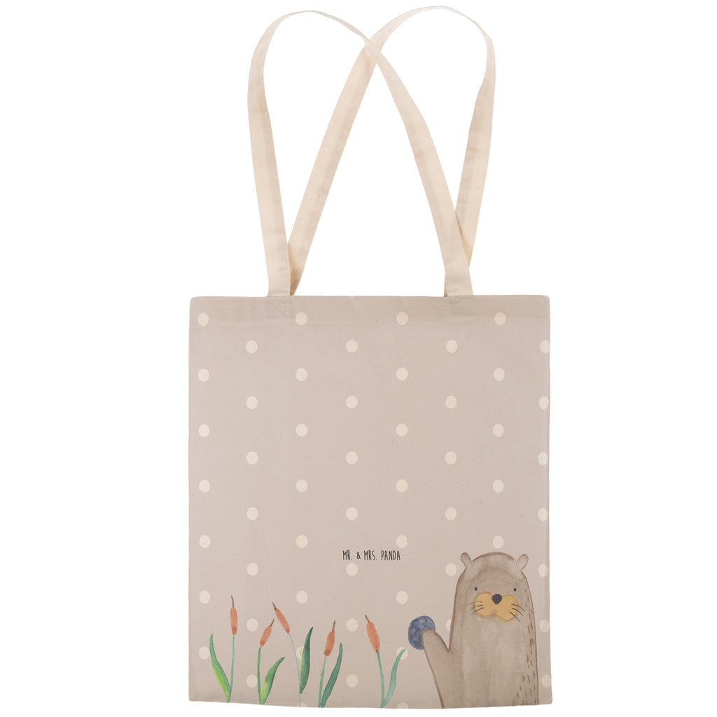 Einkaufstasche Otter mit Stein Tragetasche, Tasche, Beutel, Stofftasche, Baumwolltasche, Umhängetasche, Shopper, Otter, Fischotter, Seeotter, Otter Seeotter See Otter