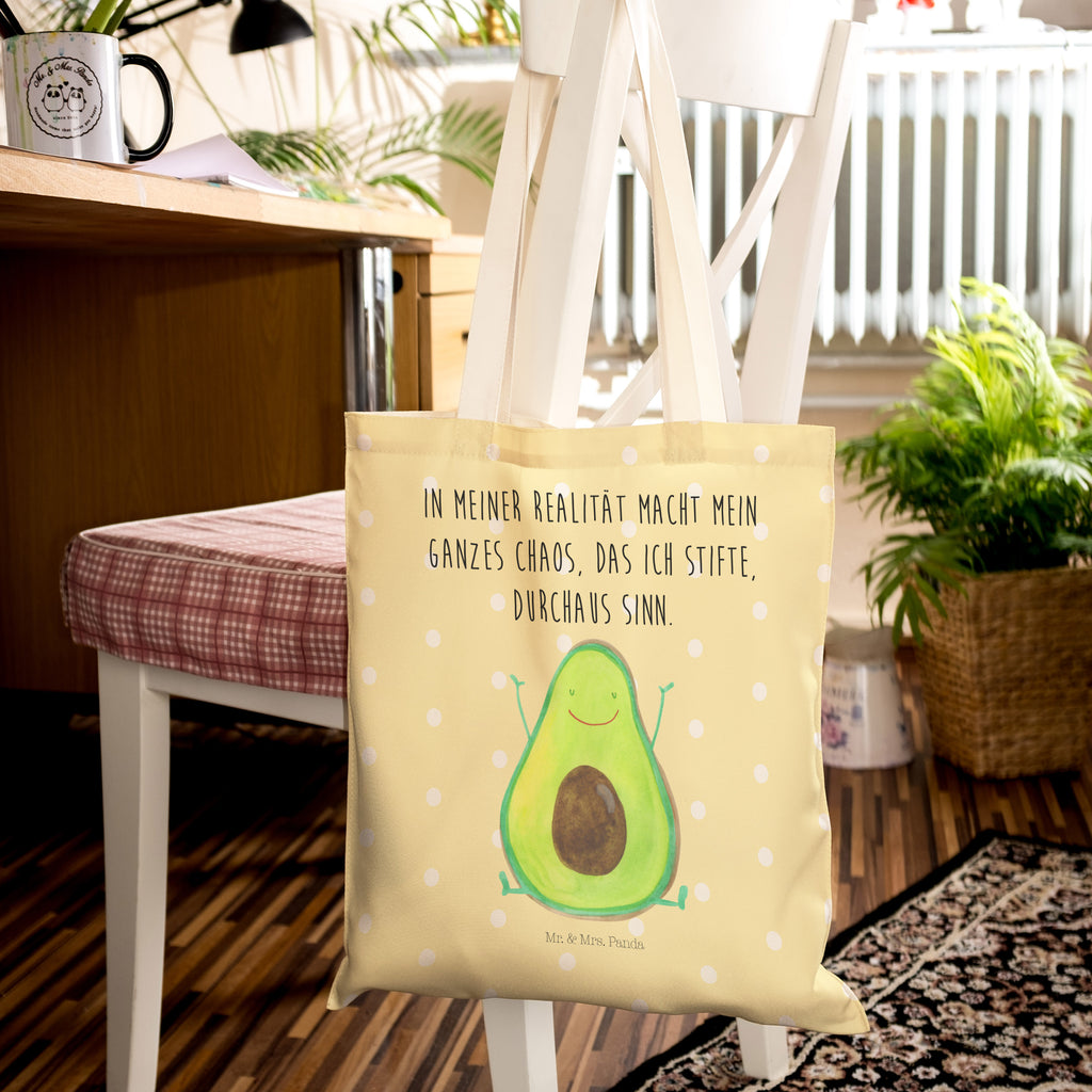 Einkaufstasche Avocado Happy Tragetasche, Tasche, Beutel, Stofftasche, Baumwolltasche, Umhängetasche, Shopper, Avocado, Veggie, Vegan, Gesund, Chaos